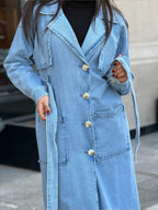 Retro Blue Denim trench coat