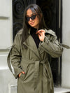 City Vibes Trench Coat - Olive Green
