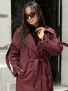City Vibes Trench Coat - Burgundy