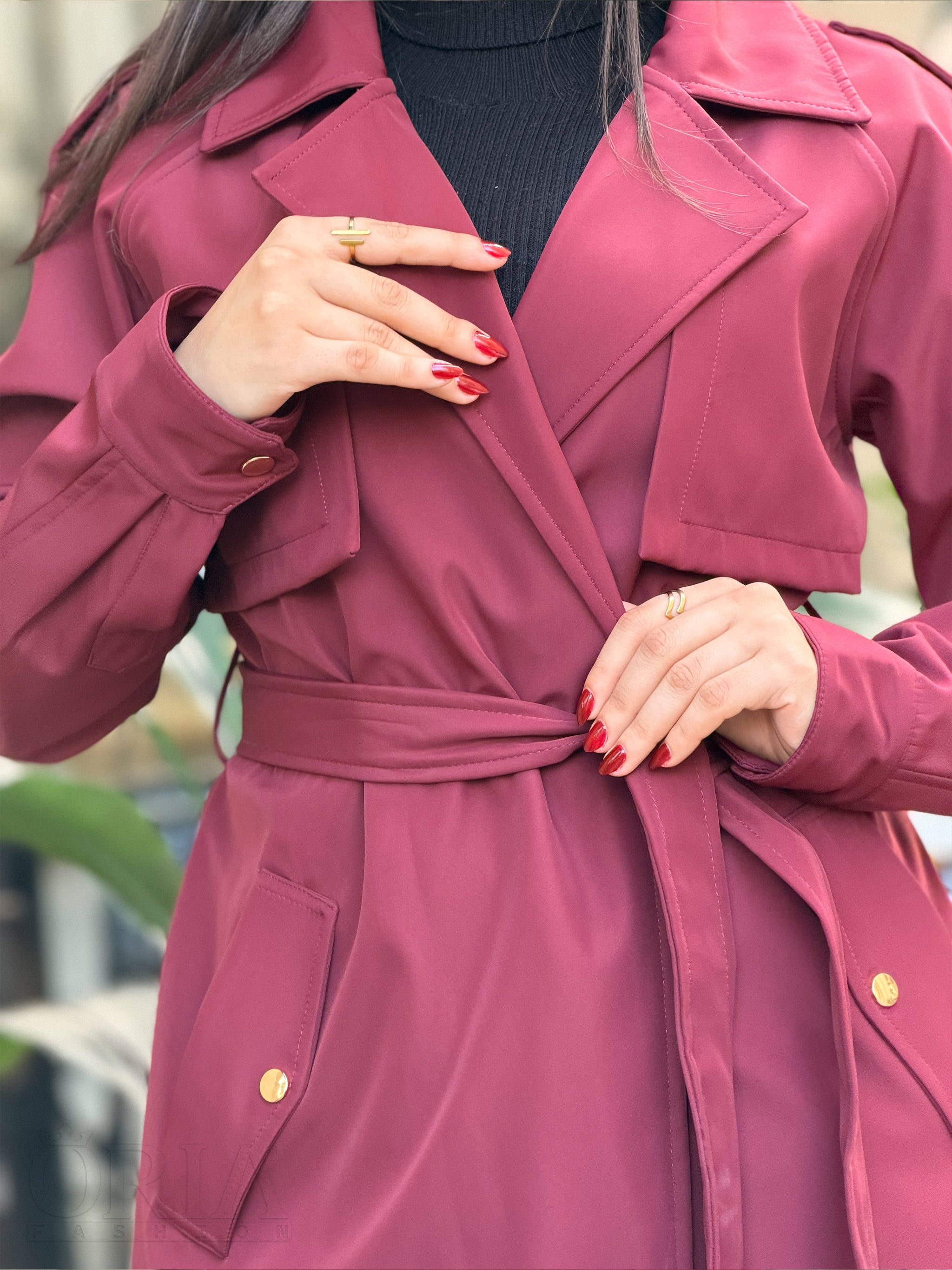 West Wind Trench Coat - Burgundy