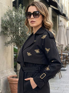 Butterflies Trench Coat - Black
