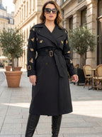Butterflies Trench Coat - Black