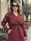 Butterflies Trench Coat - Burgundy