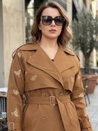 Butterflies Trench Coat - Camel