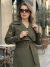 Butterflies Trench Coat - Olive Green