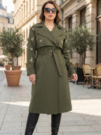 Butterflies Trench Coat - Olive Green