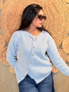 Modern Curved Cardigan - Baby Blue