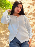 Modern Curved Cardigan - Baby Blue